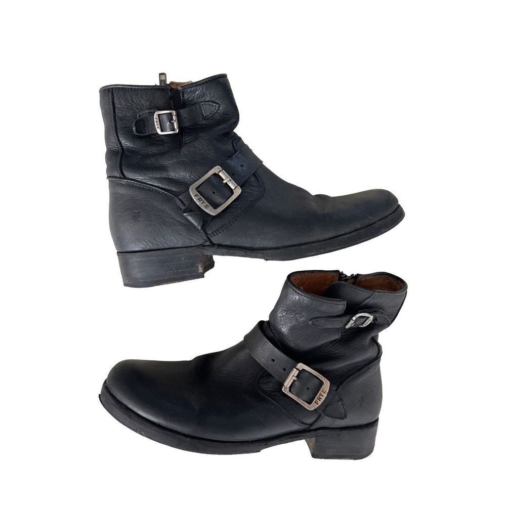 FRYE BROWN LEATHER Ankle Motorcycle Boots Women's Size 10 - Picture 2 of 9